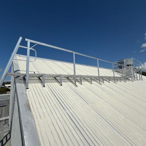 safe roof plant access system hand-cut to fit onto steep angled roof